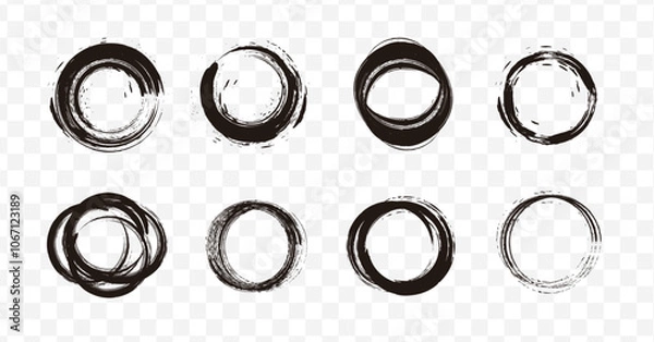 Fototapeta 水墨ブラシの円形ベクターイラストセット2