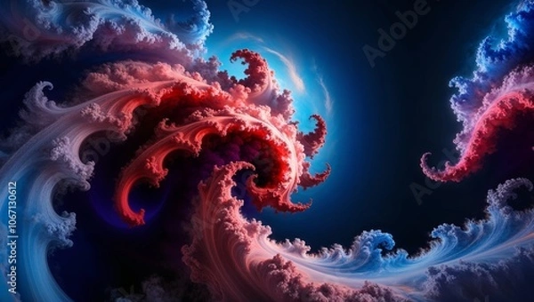 Fototapeta A Mesmerizing Depiction of Swirling Blue Tones in Digital Art: Perfect for Abstract Backgrounds and Modern Interiors