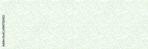 Fototapeta Green and white abstract retro print, vector seamless repeat pattern banner, geometric background design