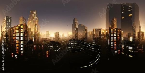 Fototapeta HDRI, Environment map, Equirectangular projection, Spherical panorama. Night city
3D rendering