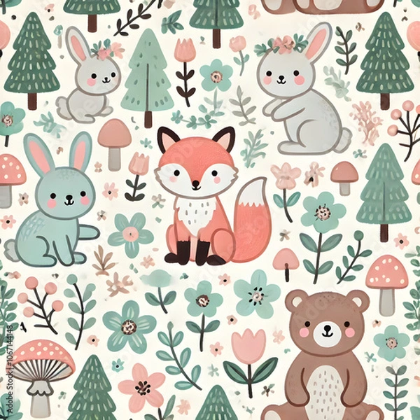 Fototapeta seamless pattern with animals