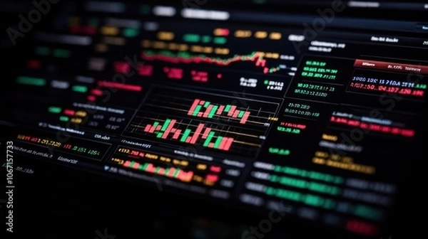 Fototapeta Dynamic Digital Inventory Tracking Dashboard Showcasing Financial Metrics and Data Visualization in a High-Tech Environment