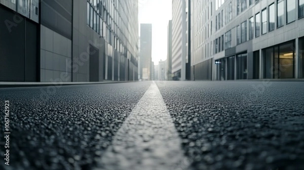 Fototapeta Empty City Street with Buildings in the Background
