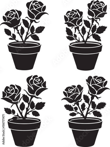 Fototapeta Rose flower silhouette art vector design.