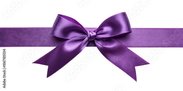 Obraz Purple satin ribbon bow Isolated on transparent background.

