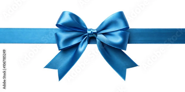 Fototapeta Blue satin ribbon bow Isolated on transparent background.