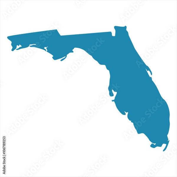 Obraz Abstract - High Detailed blue Map of Florida isolated on white background. for your web site design map logo, app, Travel. Vector illustration eps10.	
