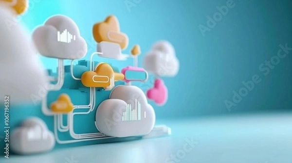 Obraz Conceptual Cloud Data Migration and Storage Visualization