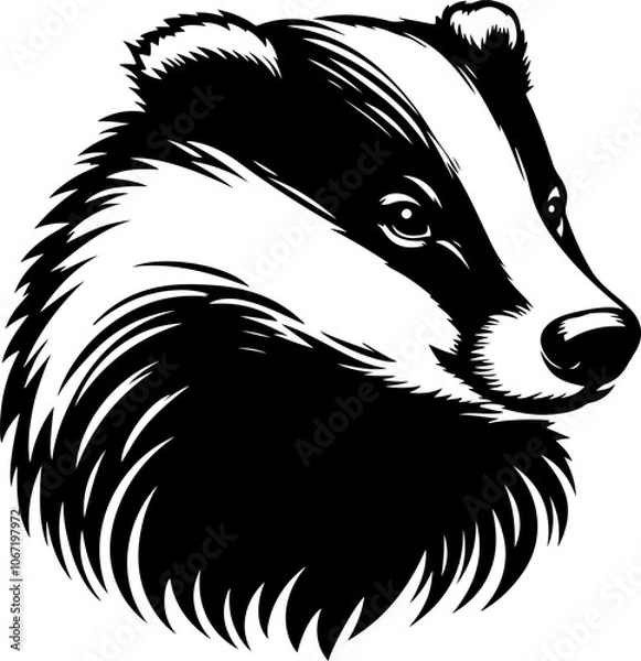 Obraz badger head silhouette  vector