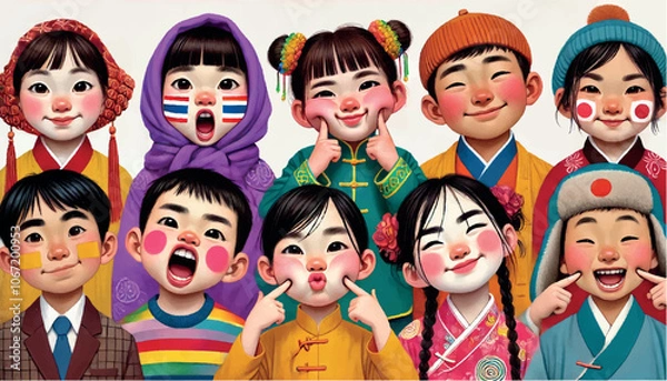 Fototapeta group of children. International friendship 