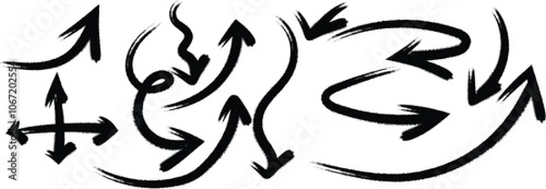 Fototapeta Grunge arrow vector set. Grunge arrow brush drawn. vector eps10