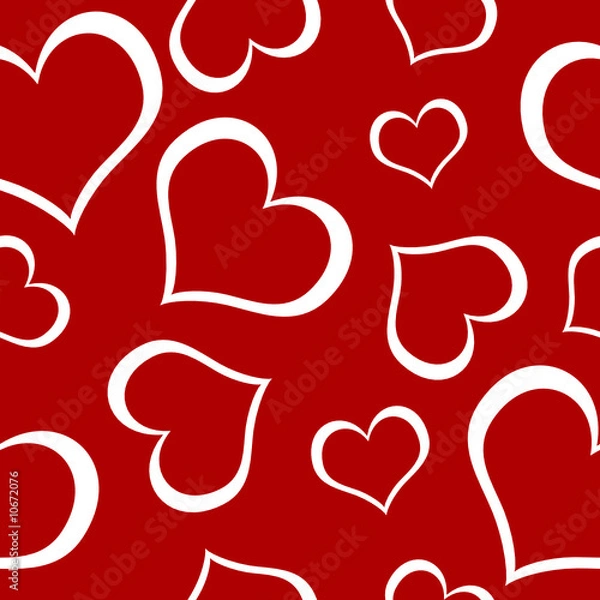 Obraz Seamless red valentines square pattern with white hearts
