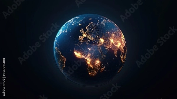 Obraz Earth at Night with Illuminated City Lights