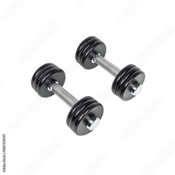 Fototapeta Pair of Black Dumbbells on Transparent Background