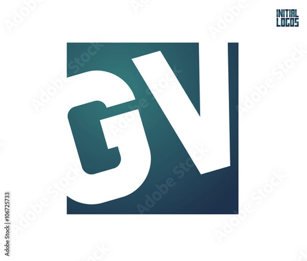 Obraz GV Initial Logo for your startup venture