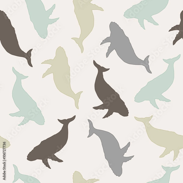 Obraz Whale's silhouettes seamless pattern.