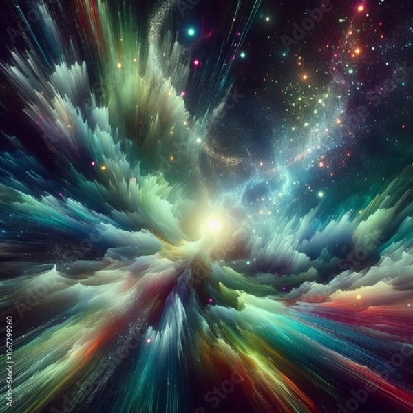 Fototapeta Aurora Frenzy A dynamic splatter inspired by the aurora borealis
