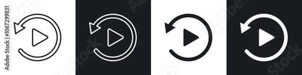 Fototapeta Playback icon in thin outlined.