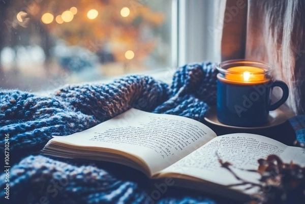 Fototapeta Cozy Minimalist Goal Setting Page with Candlelight