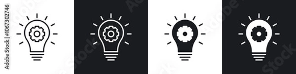 Fototapeta Innovation outlined and solid icon vector collection.