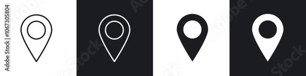 Fototapeta Navigation pin icon in thin outlined.