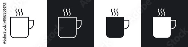 Fototapeta Coffee mug icon in thin outlined.