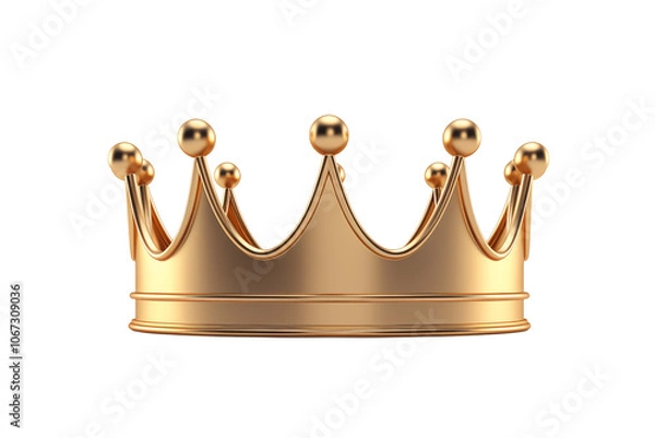 Fototapeta Shiny gold crown isolated on transparent or white background, png
