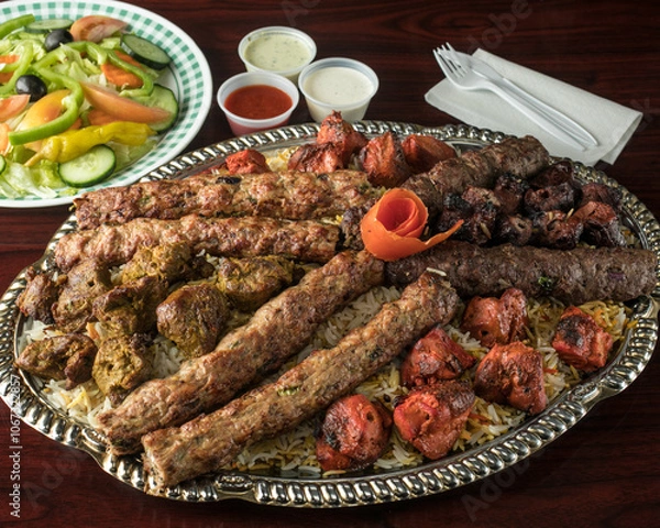 Obraz Mixed grilled kebab plate