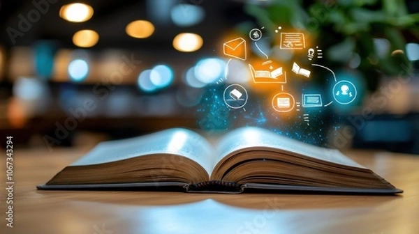 Fototapeta Glowing Open Book with Ethereal Light Effects