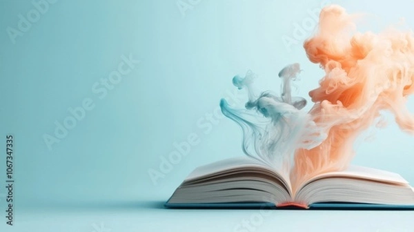 Fototapeta Flowing Ink from Open Book with Colorful Waves