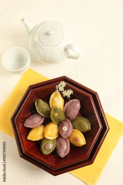 Fototapeta 송편, 삼색송편, 떡, 한식, 디저트
