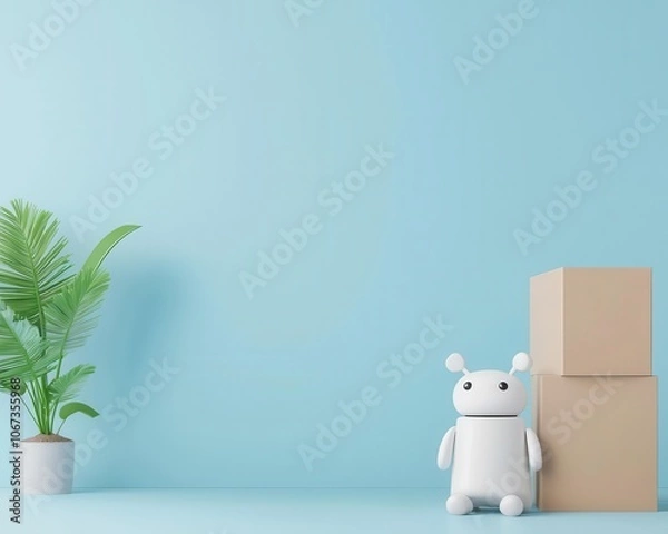 Obraz RFID scanning, automated inventory counting, stock control, 3D illustration
