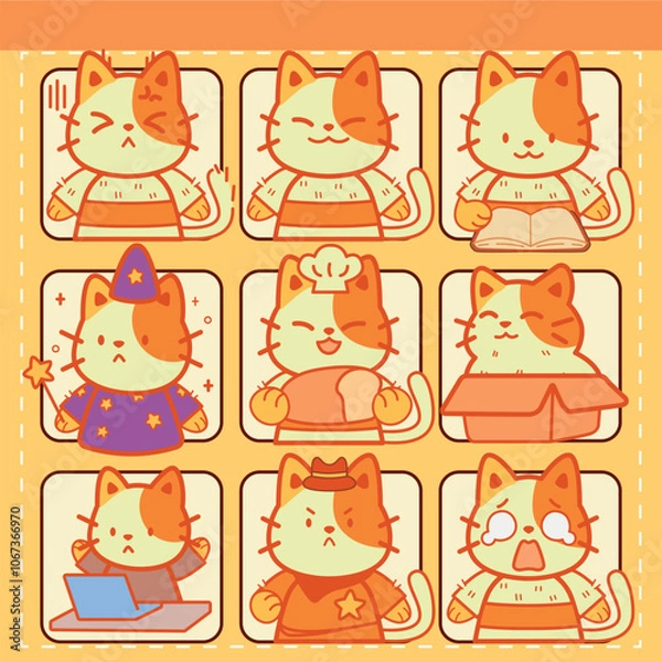 Obraz Emotes Cat Set