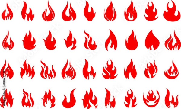 Obraz Red fire flat icons