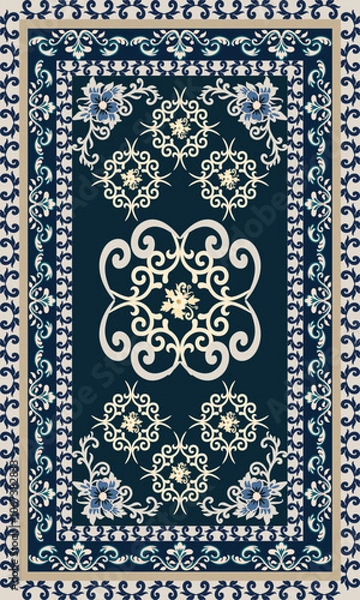 Fototapeta carpet pattern design, Navajo tribal fabric, boho,  geometric pattern, elegant design carpet, decorate the dining room, bedroom, carpet pattern blanket, woven carpet illustration