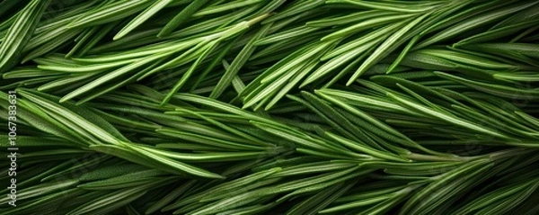 Obraz Close-up of rosemary needles with fine texture and rich green color, Rosemary needles with green color macro, Herbal and fresh