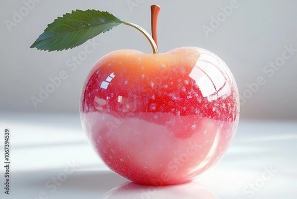 Fototapeta stylized 3d fruit icon of a cherry featuring glossy textures and vibrant colors isolated on a clean white background embodying freshness and playful design aesthetics