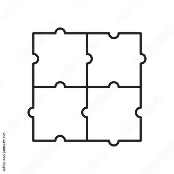 Fototapeta Puzzle icon simple black line style.