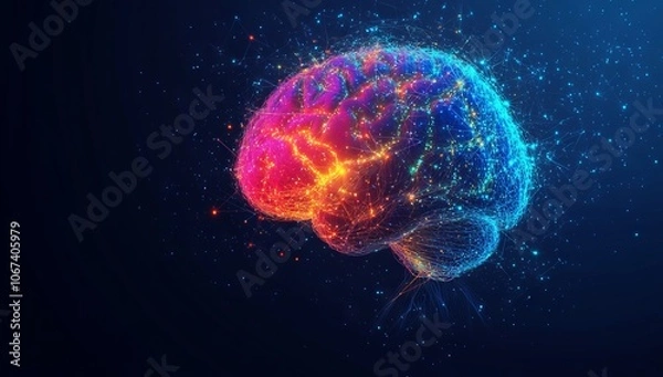 Fototapeta Illuminated Brain Representing Intelligence Technology. AI generated illustration