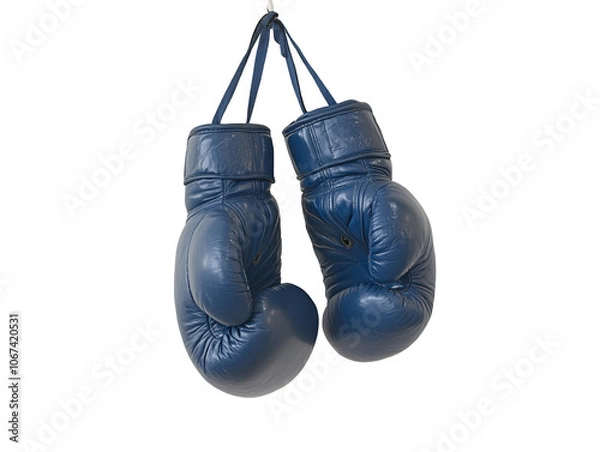 Fototapeta a pair of blue boxing gloves from a string