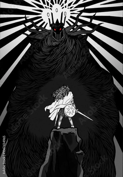 Obraz Silmarillion - A star in the dark - Warrior with sword- Warrior against the dark - Lord of the rings