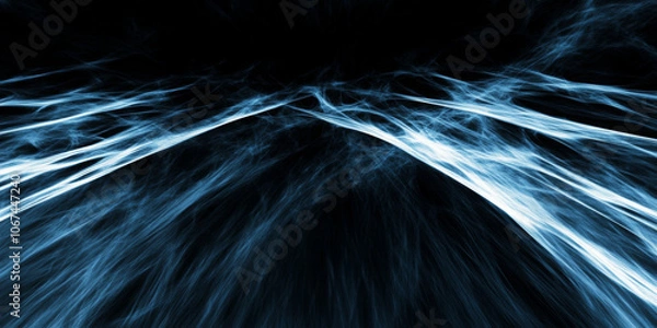 Obraz Abstract blue lines on black background, a digital art design.