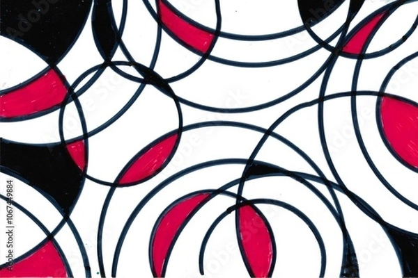 Obraz black circles, red and black abstract background, design