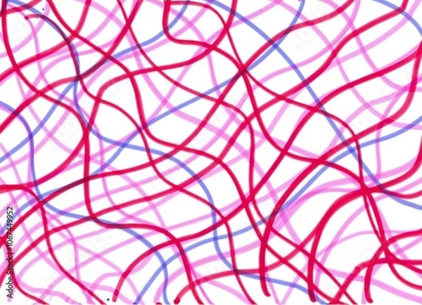 Obraz red,blue, pink wave lines absract background, design