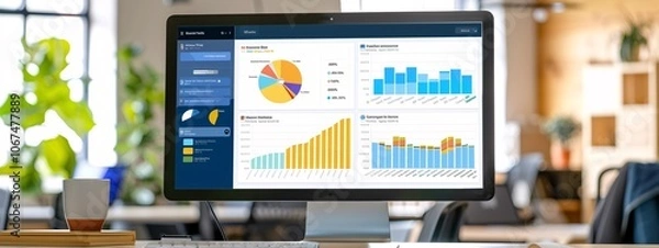 Fototapeta CRM dashboard showing customer data, interactions, and insights