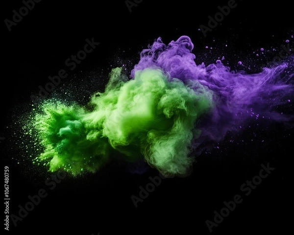 Fototapeta Colorful smoke explosion on black background