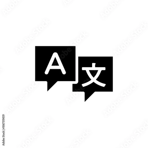 Fototapeta Language icon Black and white outline vector