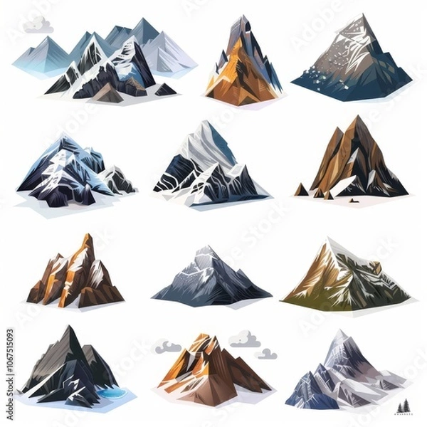 Fototapeta Vector mountains icons       "Minimalist vector mountain icon with sharp peaks and clear contours."