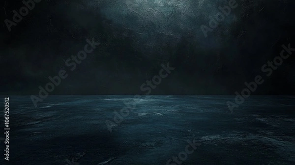 Fototapeta A dark, moody landscape with a reflective surface, creating an atmospheric and mysterious setting.