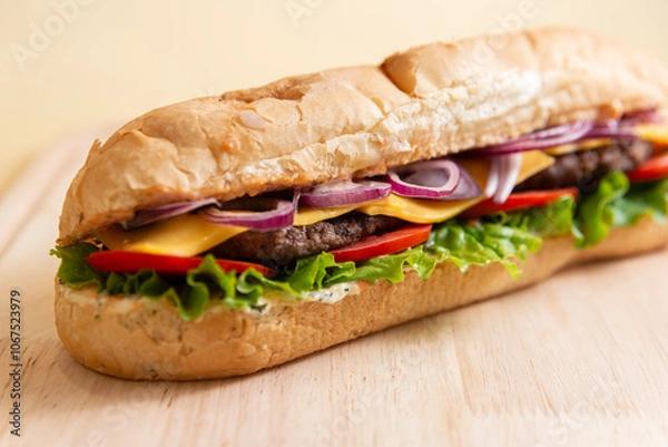 Obraz sandwich with ham and vegetables